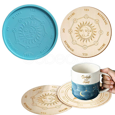 Astrology Board Theme Flat Round Cup Mat Silicone Molds DIY-I088-06A-1