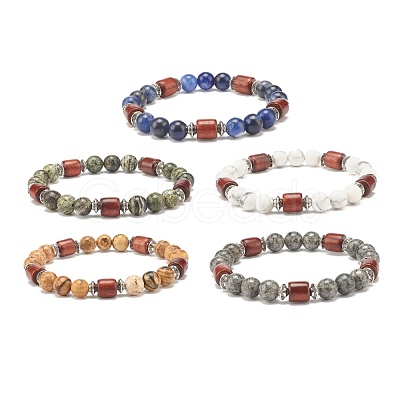 Natural Mixed Gemstone Beaded Stretch Bracelet for Women or Men BJEW-JB07732-1