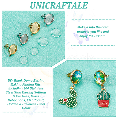 Unicraftale DIY Blank Dome Earring Making Finding Kits DIY-UN0005-69-1