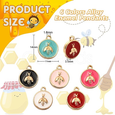 60Pcs 6 Colors Alloy Enamel Pendants ENAM-CJ0002-49-1