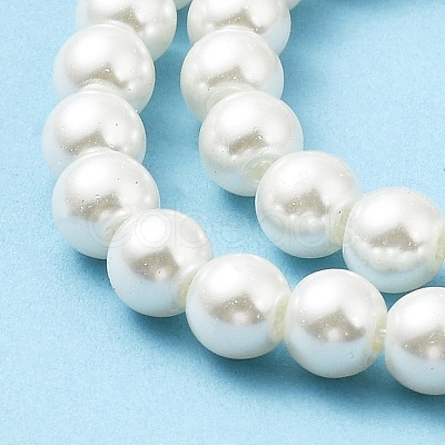 10 Strands Baking Painted Pearlized Glass Pearl Round Bead Strands HY-SZ0001-02B-03-1