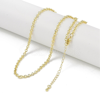 Rack Plating Brass Textured Cable Chain Necklaces for Women NJEW-K382-06G-1