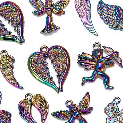 20Pcs 10 Style Rainbow Color Alloy Pendants FIND-LS0001-14MC-1