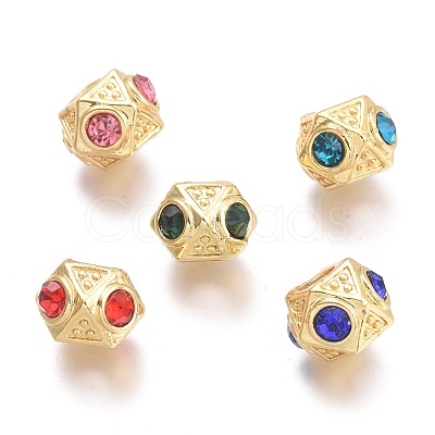 Brass Micro Pave Cubic Zirconia Beads KK-P187-27-G-1