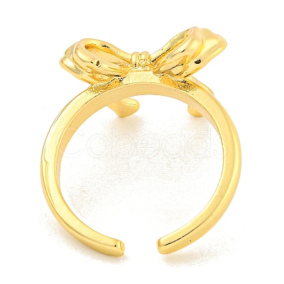 Rack Plating Bowknot Brass Finger Rings for Women RJEW-C103-03G-1