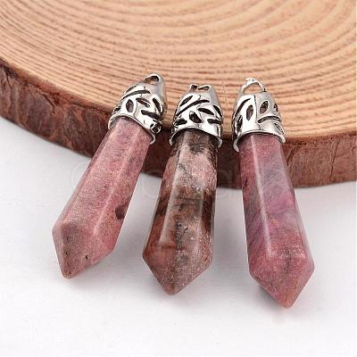 Bullet Natural Rhodochrosite Pointed Pendants G-E332-C05-1