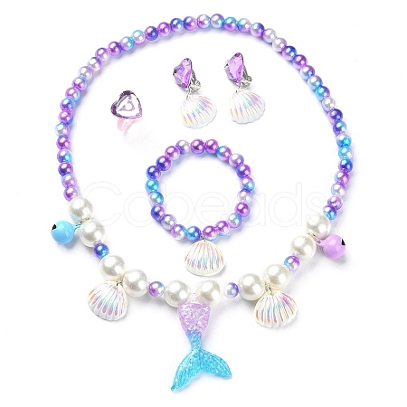 Plastic & Resin Bead Jewelry Set for Kids SJEW-F221-01-1