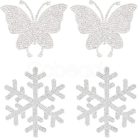 Snowflake Shape Glass Rhinestone Car Stickers RB-WH0002-02-1