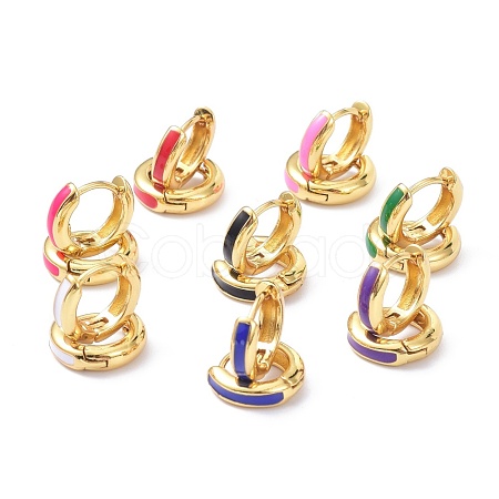 Brass Enamel Hoop Earrings KK-P205-09G-01-1