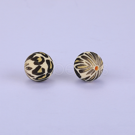 Printed Round Silicone Focal Beads SI-JX0056A-52-1