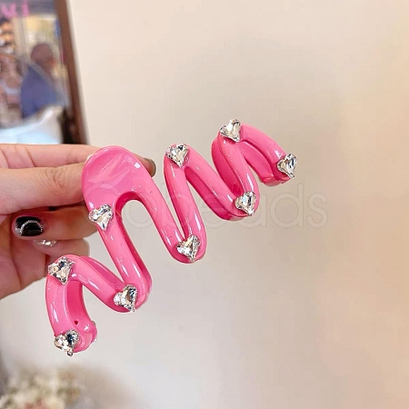 Acrylic Claw Hair Clips with Heart Crystal Rhinestone PW-WG444CB-04-1