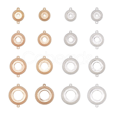 Biyun 14pcs 14 style Brass Pendant Cabochon Settings & Cabochon Connector Settings FIND-BY0001-13-1