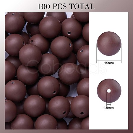 100Pcs Silicone Beads Round Rubber Bead 15MM Loose Spacer Beads for DIY Supplies Jewelry Keychain Making JX450A-1