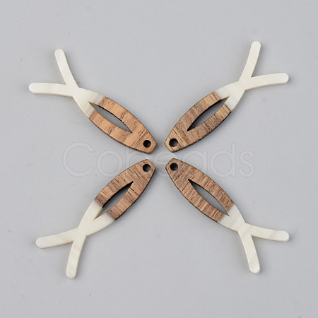 Opaque Resin & Walnut Wood Pendants RESI-S389-019A-C04-1
