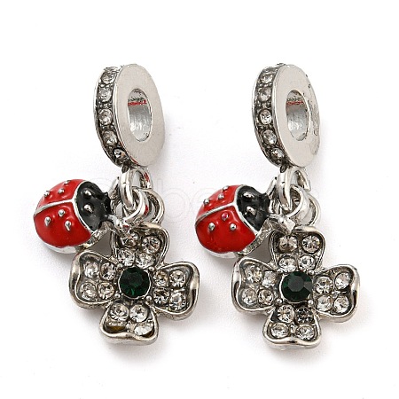 Rack Plating Alloy Enamel Ladybird European Dangle Charms FIND-B034-03P-01-1