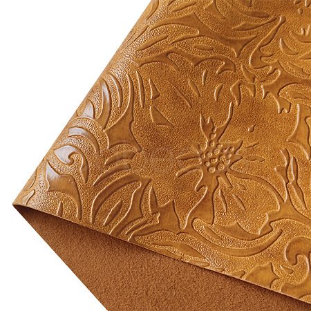 Embossed Flower Pattern Imitation Leather Fabric PW-WG18445-09-1