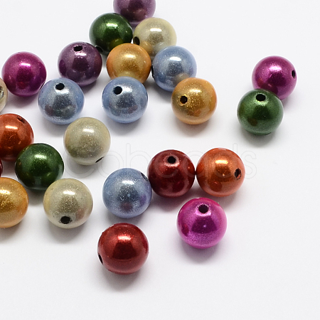 Spray Painted Miracle Acrylic Round Beads MACR-Q154-14mm-M-1