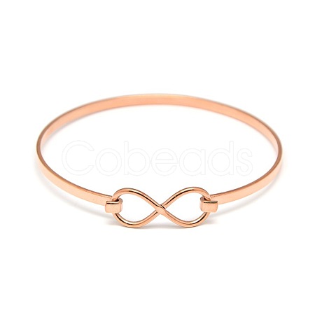 Stylish 304 Stainless Steel Infinity Bangles BJEW-L374-07RG-1