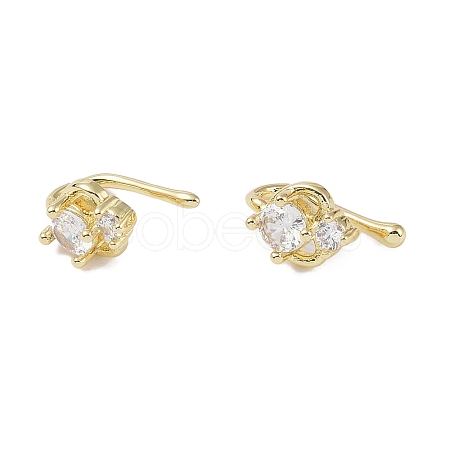 Heart Brass Micro Pave Cubic Zirconia Cuff Earrings for Women EJEW-E308-01G-1