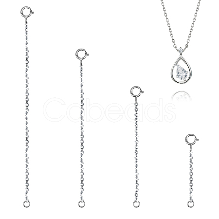 Anti-Tarnish Globleland 4Pcs 4 Styles Sterling Silver Cable Chain Extender STER-GL0001-03-1