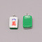 Resin Pendants, with Iron Finding, Imitation Mahjong Tiles, Green, Rectangle, Colorful, 19.5~20.5x11.5x7~7.5mm, Hole: 2mm