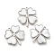 304 Stainless Steel Charms, with Pave Shell, Clover Charm, Stainless Steel Color, 14.5x14.5x1.5mm, Hole: 1mm