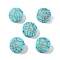 Synthetic Turquoise Beads, with Golden Tone Brass Slices, Flat Round with Letter, Letter C, 15x5.5mm, Hole: 1.4mm