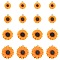 20Pcs 4 Styles Opaque Resin Pendants, with Platinum Tone Iron Loops, Sunflower Charm, Dark Orange, 19.5x16x5mm, Hole: 2mm, 5pcs/style