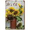 Rectangle Metal Iron Sign Poster, for Home Wall Decoration, Sunflower Pattern, 300x200x0.5mm