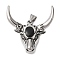 304 Stainless Steel Pendants, with Enamel, Ox-head, Black, Stainless Steel Color, 48x46x11mm, Hole: 9mm