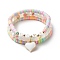 3Pcs 3 Style Natural Colorful Green Jade & Acrylic Word Love Beaded Stretch Bracelets Set with Alloy Enamel Heart Charms, Polymer Clay Heishi Surfer Preppy Bracelets for Women, Inner Diameter: 2-1/8~2-1/4 inch(5.3~5.7cm), 1Pc/style