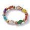 Beach Turtle Dye Synthetic Turquoise Beaded Stretch Barcelets, Summer Wood Beaded Stretch Bracelets for Women, Colorful, Inner Diameter: 1-7/8~2 inch(4.85~5.2cm), Bead: 7x8~8.5mm, Turtle: 17x14mm 