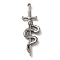 304 Stainless Steel Big Pendants, Sword with Snake Charm, Antique Silver, 52.5x18.5x3mm, Hole: 1.6mm