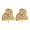 Rack Plating Brass Micro Pave Clear Cubic Zirconia Studs Earrings Finding, Cadmium Free & Lead Free, Long-lasting Plated, Heart, Golden, 15x14mm, Pin: 0.8mm