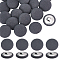 Nbeads 20Pcs Cloth with Aluminum Base Buttons, Flat Round, Gray, 26x10.5mm, Hole: 3.3x2mm