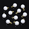 ABS Plastic Imitation Pearl Pendants, with Brass Findings, Round, White, 9x6mm, Hole: 1.5mm