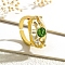 Brass Micro Pave Cubic Zirconia Solitaire Ring, Cuff  Rings with Glass, Evil Eye, Green, Inner Diameter: adjustable