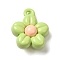 Spray Plating Alloy Pendants, Cadmium Free & Lead Free, Flower, Green Yellow, 15x12x6mm, Hole: 1.5mm