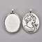 Tibetan Style Alloy Pendant Cabochon Settings, Oval with Woman Portrait on the Reverse Side, Cadmium Free & Nickel Free & Lead Free, Antique Silver, Tray: 40x29mm, 51x32x6mm, Hole: 6x3mm