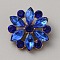 Alloy Rhinestone Shank Buttons, 1-Hole, Flower, Capri Blue, 19x19.5x7mm, Hole: 2mm