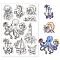 Custom PVC Plastic Clear Stamps, for DIY Scrapbooking, Photo Album Decorative, Cards Making, Octopus, 160x110x3mm