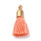 Cotton Pendants, with CCB Plastic Finding, Tassl, Light Salmon, 24.5~30x6mm, Hole: 1.4mm