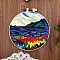 DIY Landscape Pattern Embroidery Kits for Beginners, Including Printed Cotton Fabric, Embroidery Thread & Needles, Embroidery Hoop, Colorful, 165x150mm