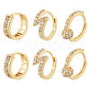 PandaHall Jewelry 3 Pairs 3 Style Round & Lightning Bolt & Square Cubic Zirconia Huggie Hoop Earrings EJEW-PJ0001-03-7