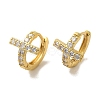 Cross Brass Stud Earrings EJEW-R162-02G-2