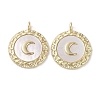 Brass Micro Pave Clear Cubic Zirconia with Shell Pendants KK-G491-40G-1
