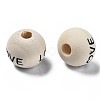 Printed Natural Wood European Beads WOOD-T019-43-3