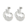 Crab Claw Rack Plating Brass Micro Pave Cubic Zirconia Dangle Stud Earrings EJEW-F331-20P-1