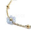 Glass and ABS Plastic Flower Link Chain Necklaces NJEW-H041-05G-02-2