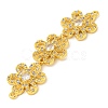 Brass Pave Clear Cubic Zirconia Three Flower Links Connector Charms KK-P277-61G-2